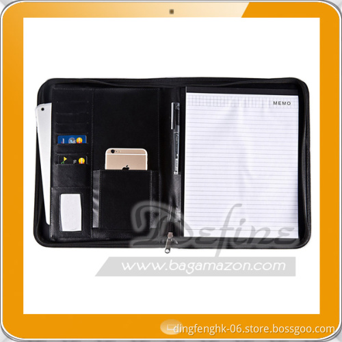 Updated high quality PU leather Executive Zippered Padfolio